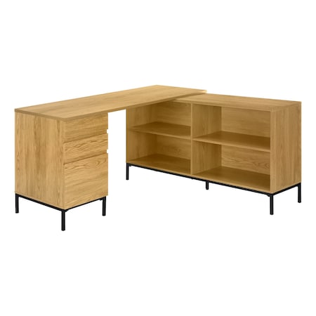 Monarch Specialties Computer Desk, Home Office, Corner, Storage Drawers, 60 in.L, L Shape, Work, Laptop, Brown Laminate I 7491